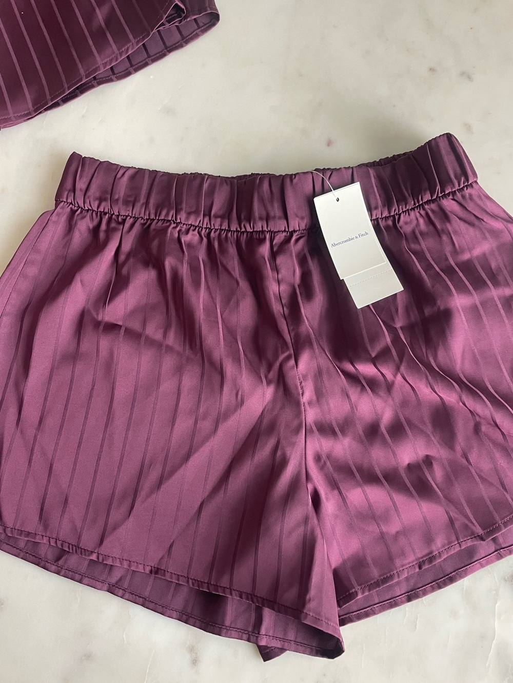 Abercrombie & Fitch Plum Striped Satin Shorts XXS NWT